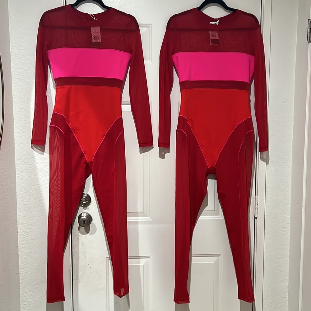 NWOT Ivy Park x Adidas Color-block Catsuit in Red and Pink size Small - Picture 5 of 8